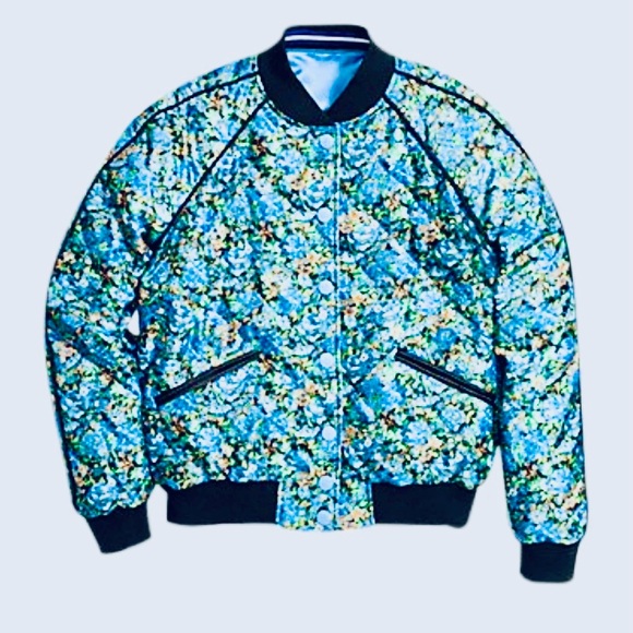 BNWT Authentic Coach Reversible floral print bomber satin jacket. - Picture 2 of 3